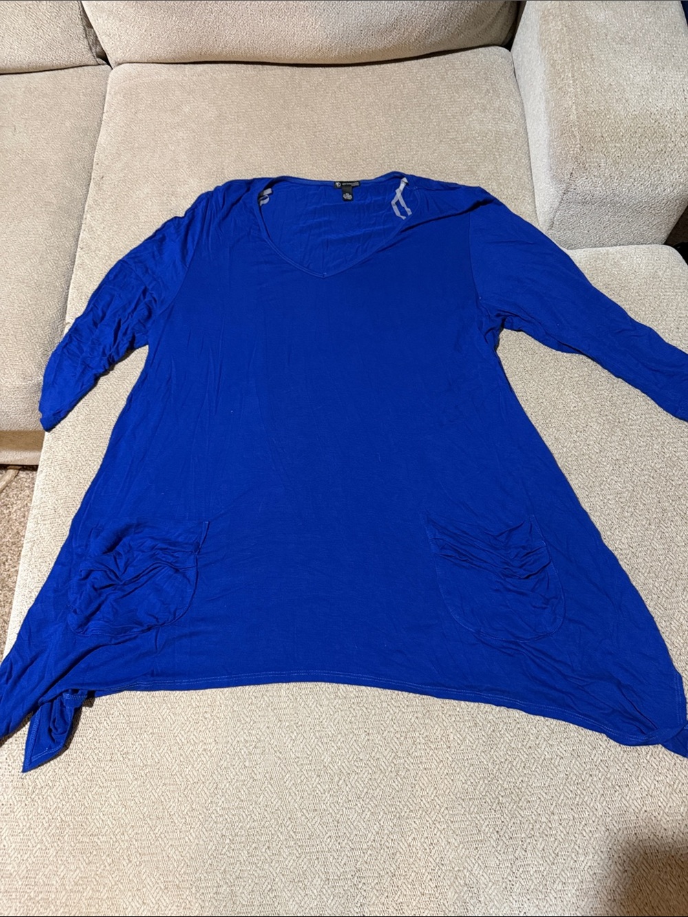 new directions Cobalt V-Neck Tunic with Pockets